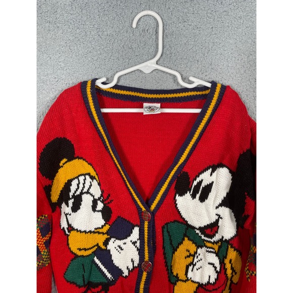 Vintage Mickey & Co Youth Cardigan Front Button Knit Sweater Mickey And Minnie - Picture 6 of 13